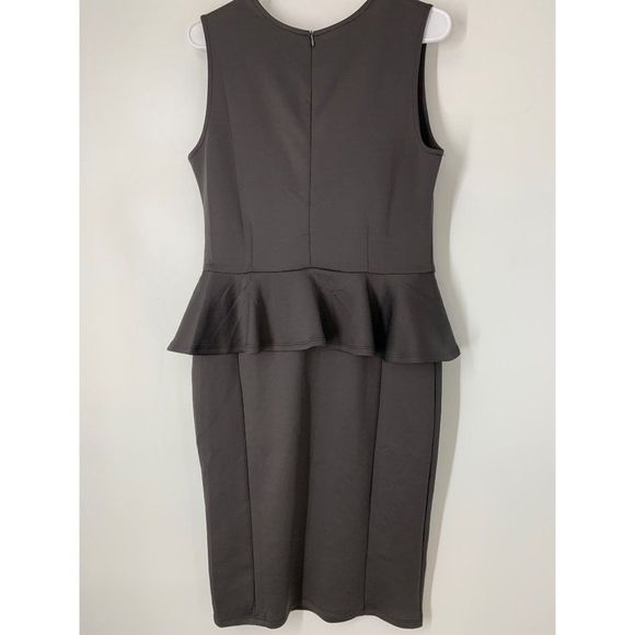 Women’s Tom’s ware grey size large peplum scuba dress sleeveless stretch 5710 - Picture 6 of 10